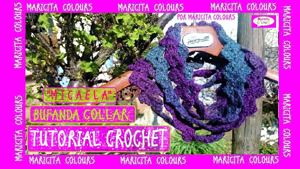 Bufanda collar a crochet tipo ENCAJE "Micaela" por Maricita Colours
