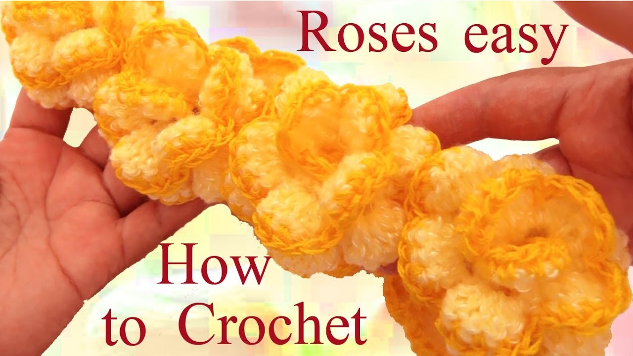 Como hacer rosas continuas con Crochet aprende fácil a tejer - How to crochet a flower