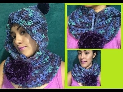 Cuello con Gorrito Ideal para principiantes a Crochet