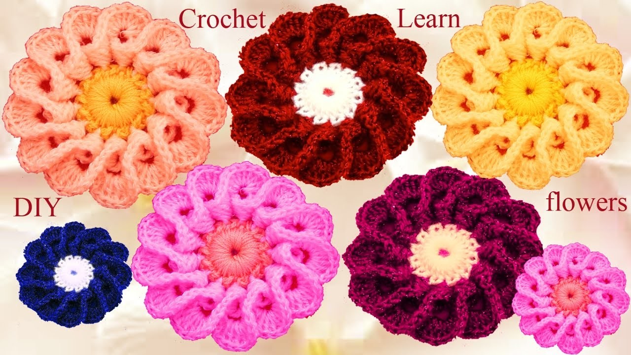 Flores a crochet con pétalos entrecruzados - How to flower Crochet