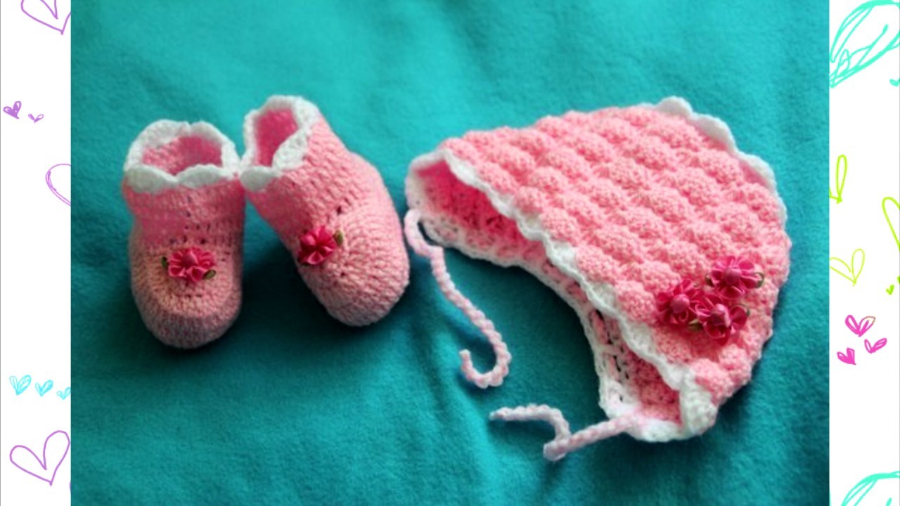 Gorros y zapatos para bebe a crochet
