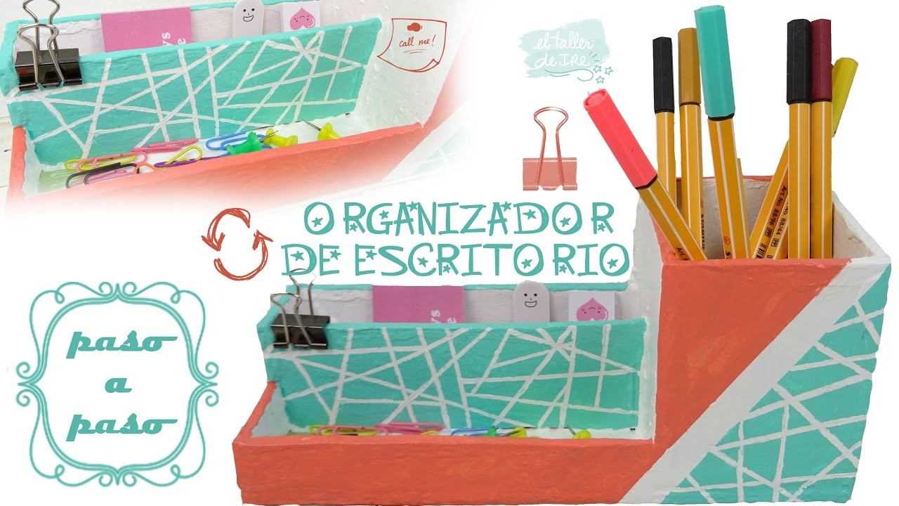 DIY - ORGANIZADOR DE CARTÓN para escritorio, FÁCIL Y ECONÓMICO - RECICLAJE