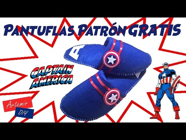 Pantuflas Capitan America Patrón GRATIS Hombre y Mujer - Regalos Originales DIY