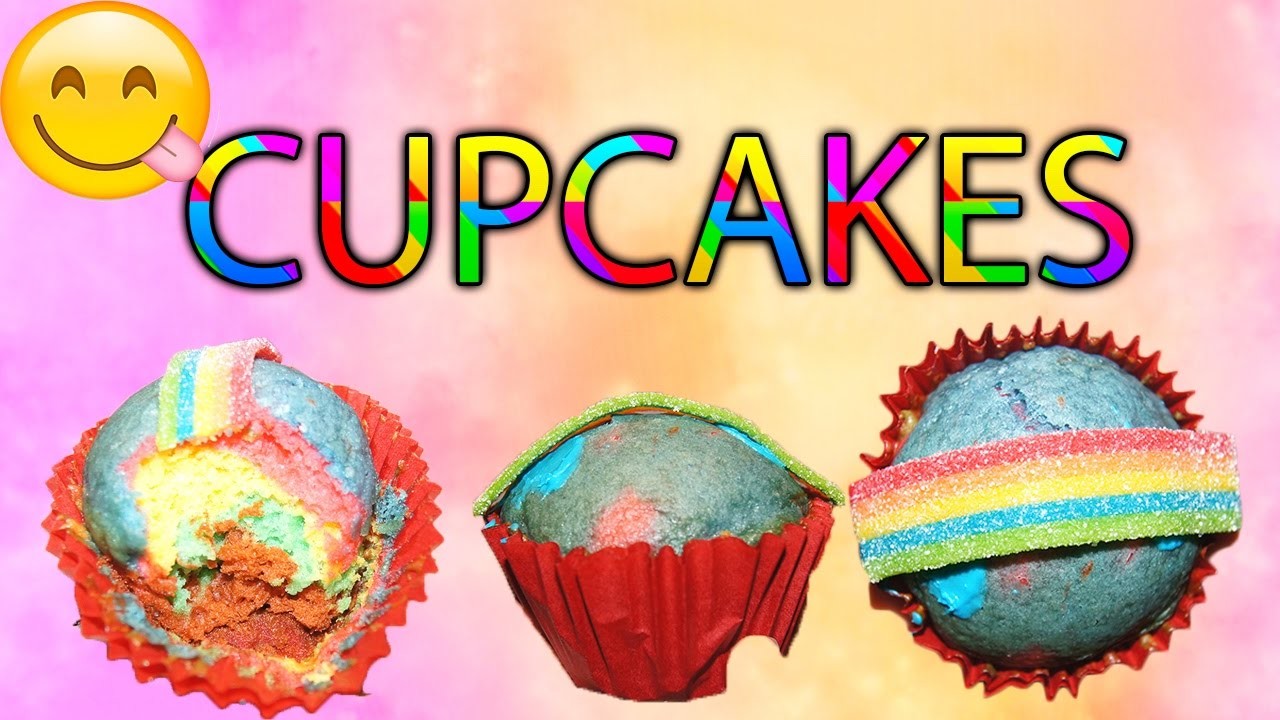 Como hacer CUPCAKES DE ARCOIRIS. Como hacer Muffins de arcoiris. Rainbow cupcakes
