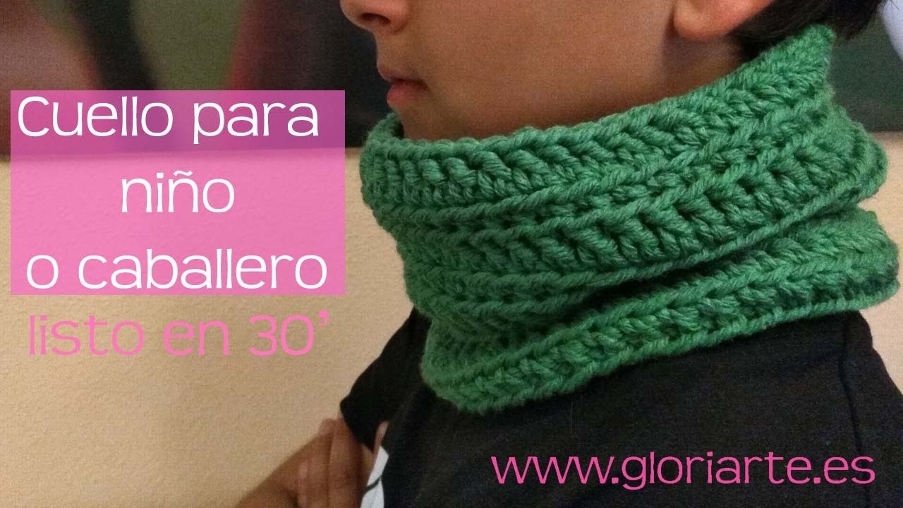 Cuello verde de ganchillo para caballero o niño. Crocheted neck or scarf for men or boys.