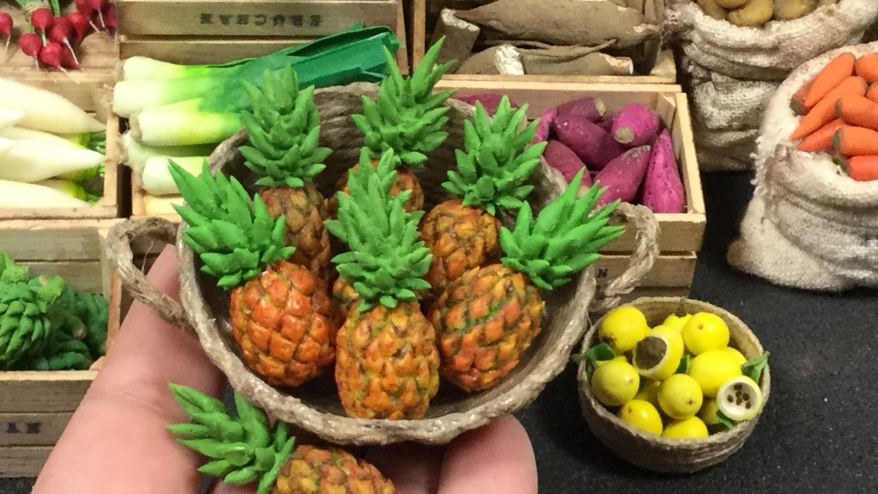 Piña miniatura . Miniature pineapple. Tutorial miniatura