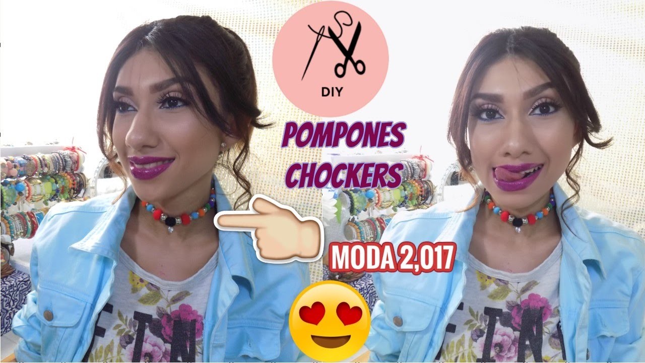 POMPONES CHOKERS!!!TENDENCIA Y MODA 2017|DIY FACIL BY ShirLizzB