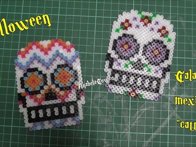 Calavera mexicana de hama bead.pyssla.perler (fácil)HALLOWEEN