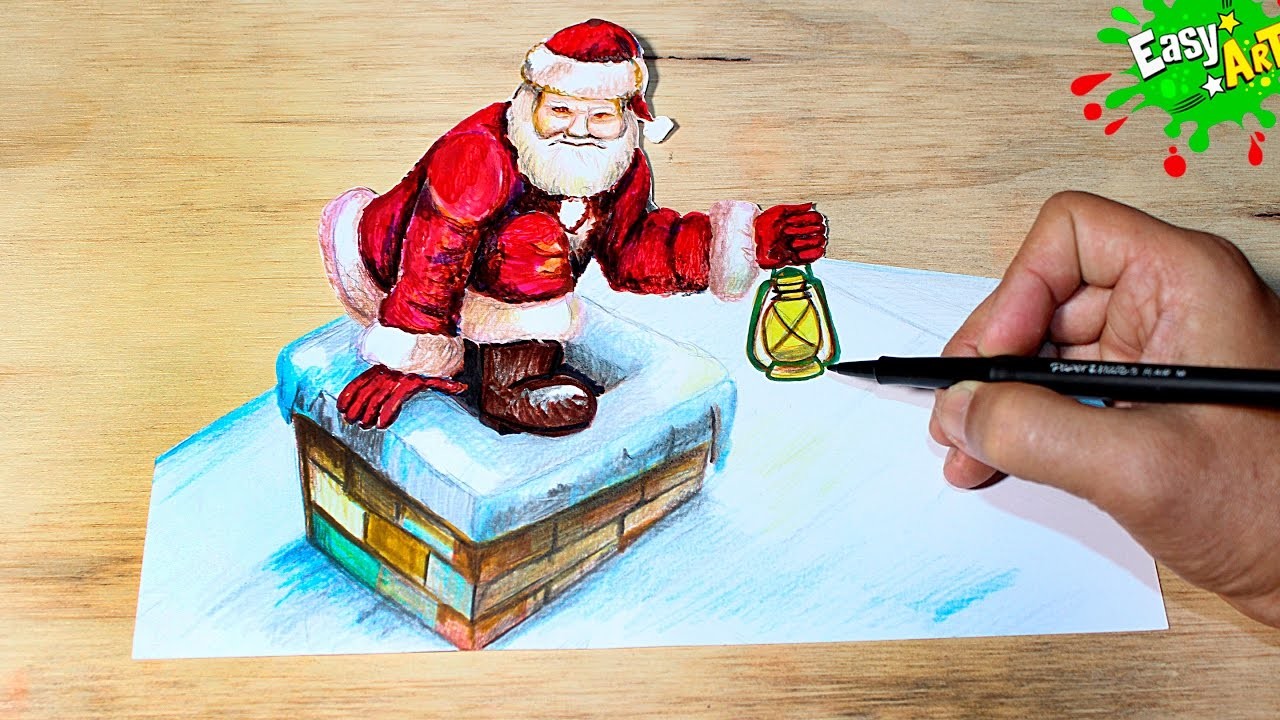 Santa Claus │How to Draw Santa Claus 3D │Como Dibujar a Papa Noel 3D