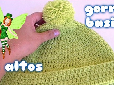 GORRO BASICO DE PUNTOS ALTOS.How to crochet a basic beanie hat