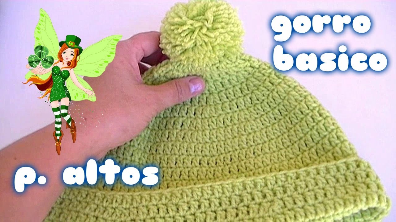 GORRO BASICO DE PUNTOS ALTOS.How to crochet a basic beanie hat