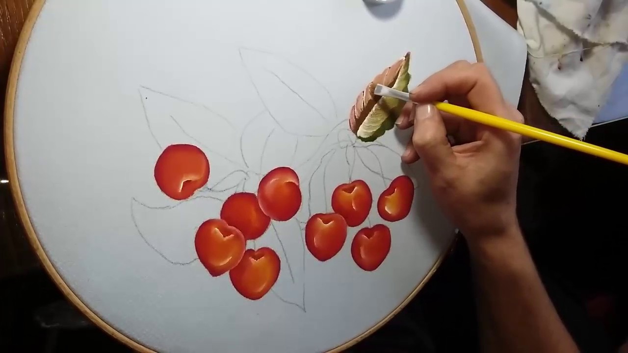 Pintando cerezas en tela 2ª Parte, con Manualidades con Eva