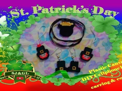 DIY St. Patrick themed cellphone hanger & earrings + necklace