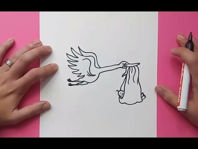 Como dibujar una cigüeña paso a paso | How to draw a stork