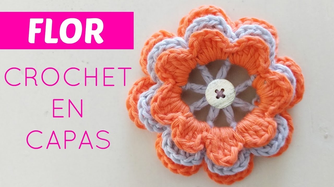 Flores de crochet en capas