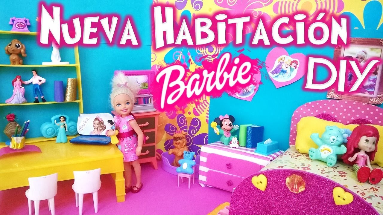 Nueva HABITACION Barbie CHELSEA|Decoramos su DORMITORIO| DIY:Cama y Mesa de Tareas