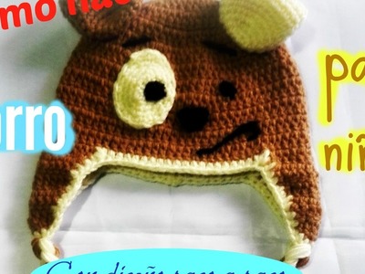 Como hacer gorro para niño a crochet paso a paso,con diseño de animalito  ♥TEJIDOS INSPIRACIÓN♥