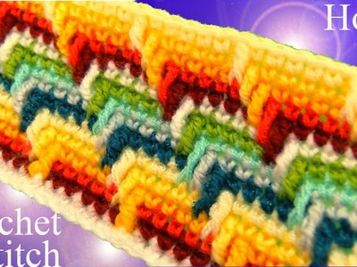 Como tejer punto maravilloso arcoíris a Crochet en rectángulo para mantas cobijas colchas