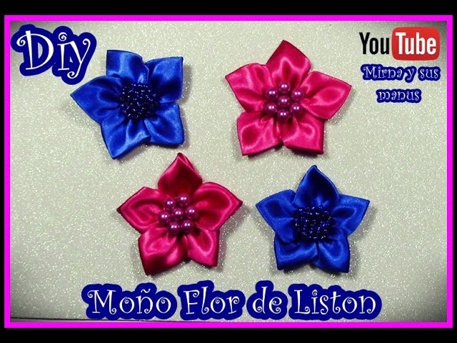 Diy. Moño Flor de Liston Mirna y sus manus. Diy.Easy ribbon flowers