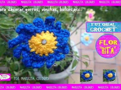 Flor a Crochet básica "Rita" por Maricita Colours