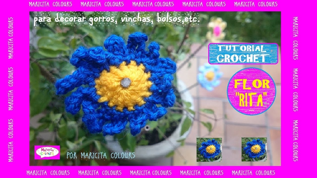 Flor a Crochet básica "Rita" por Maricita Colours