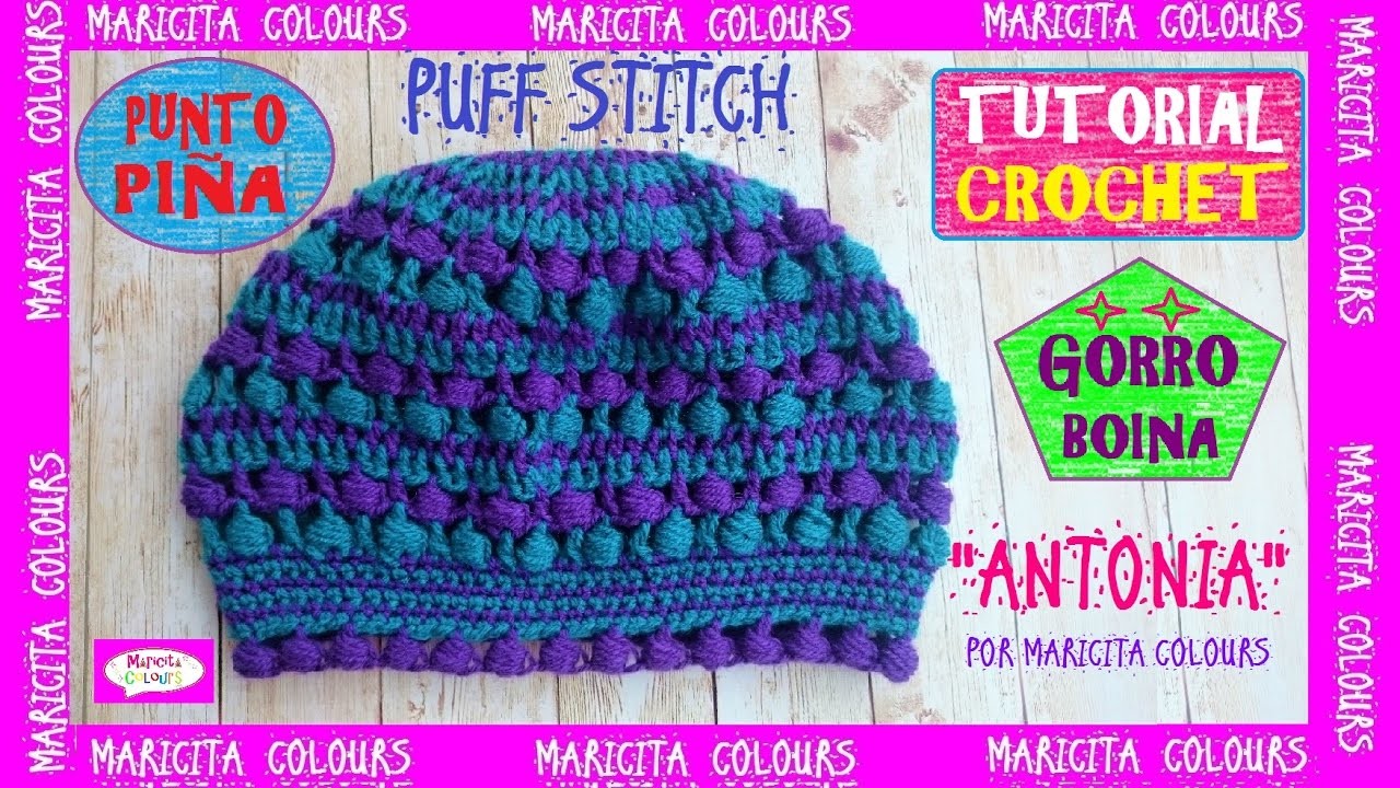 Gorro Boina a Crochet con Punto Piña "Antonia" Tutorial por Maricita Colours