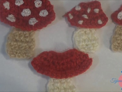 Hongos o champiñones de aplicación a crochet