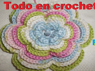 3D flor en crochet - flor infinita en crochet - crochet flower very easy