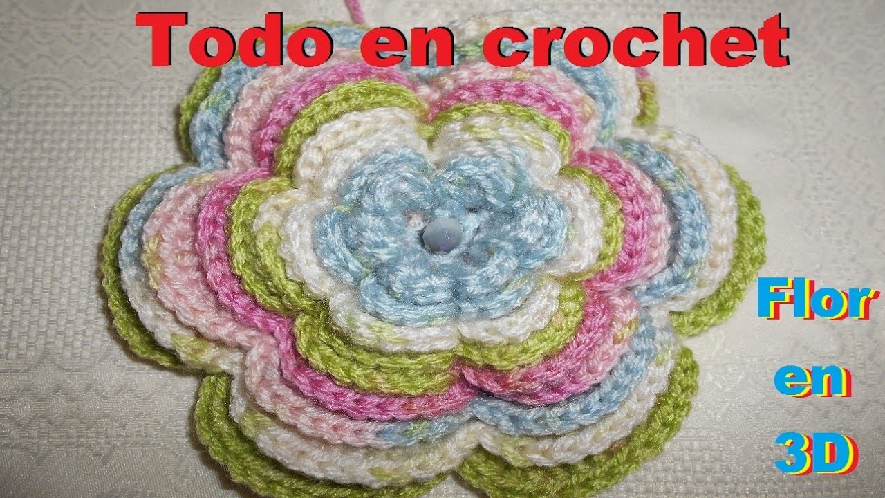 3D flor en crochet - flor infinita en crochet - crochet flower very easy