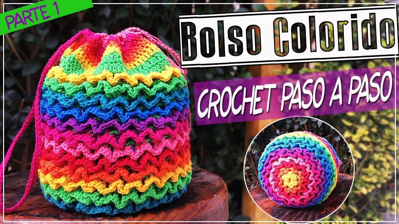 Bolso o Morral Tejido En Crochet - Punto SQUIGGLE Paso a Paso - Parte 1