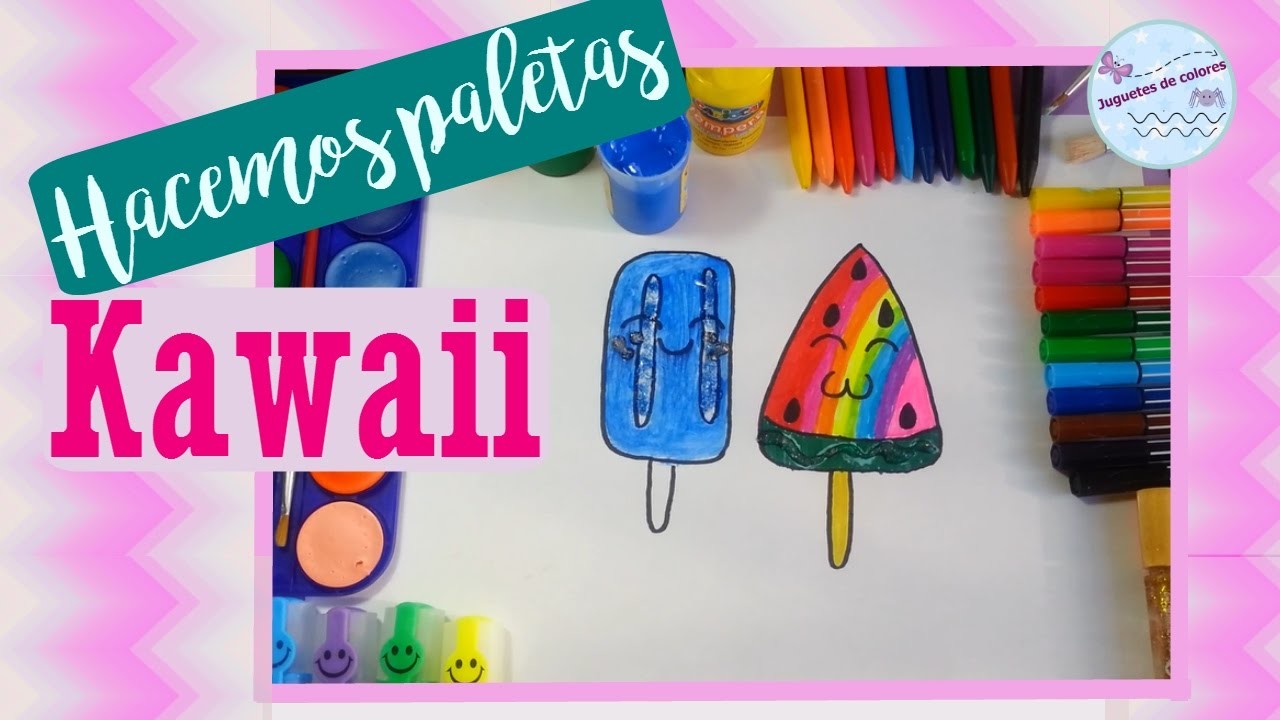 Colorear paletas heladas kawaii || Dibujos Kawaii fáciles paso a paso en español