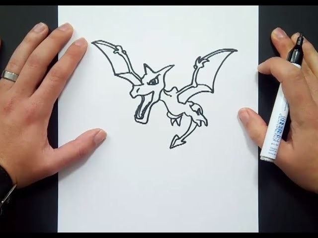 Como dibujar a Aerodactyl paso a paso - Pokemon | How to draw Aerodactyl - Pokemon