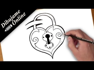 Como dibujar un corazon candado