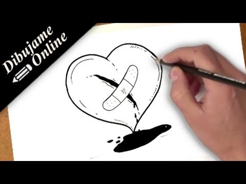 Como dibujar un corazon herido | como dibujar un corazon herido paso a paso