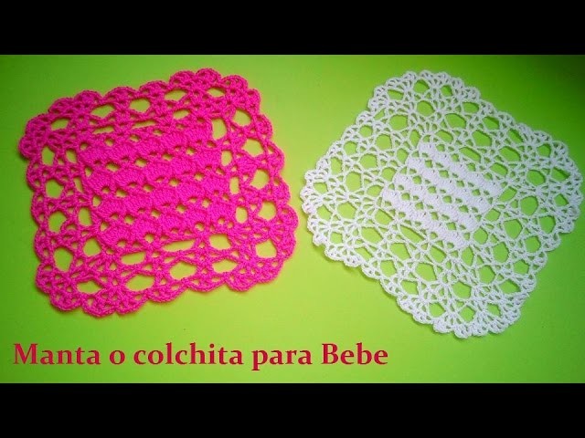 Manta  o colchita para bebe a crochet ( muestra a escala)