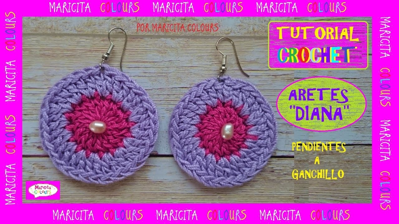 Aretes ó Pendientes a Crochet Ganchillo "Diana" por Maricita colours