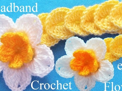 Como tejer a Crochet diadema con flor en punto de medallones