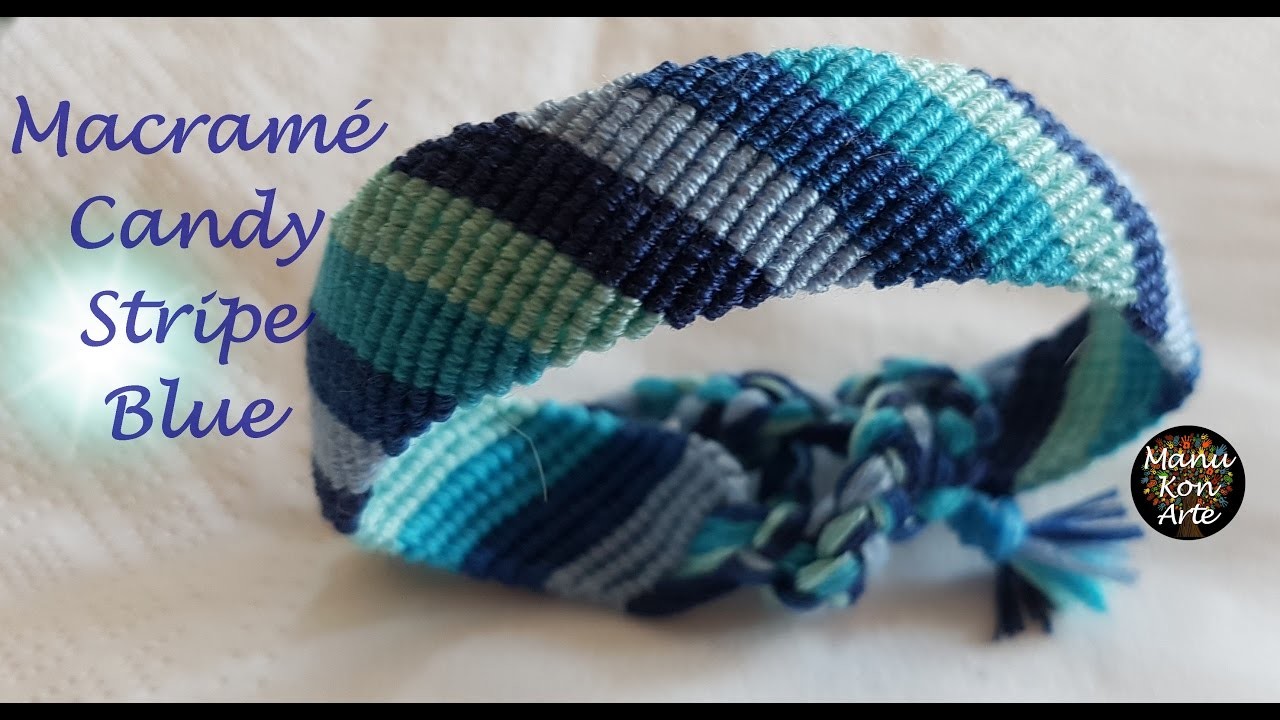 DIY Tutorial Macramé Candy Stripe Blue