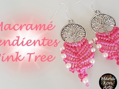 DIY Tutorial Macramé Pendientes PINK TREE. Pink Tree Earrings