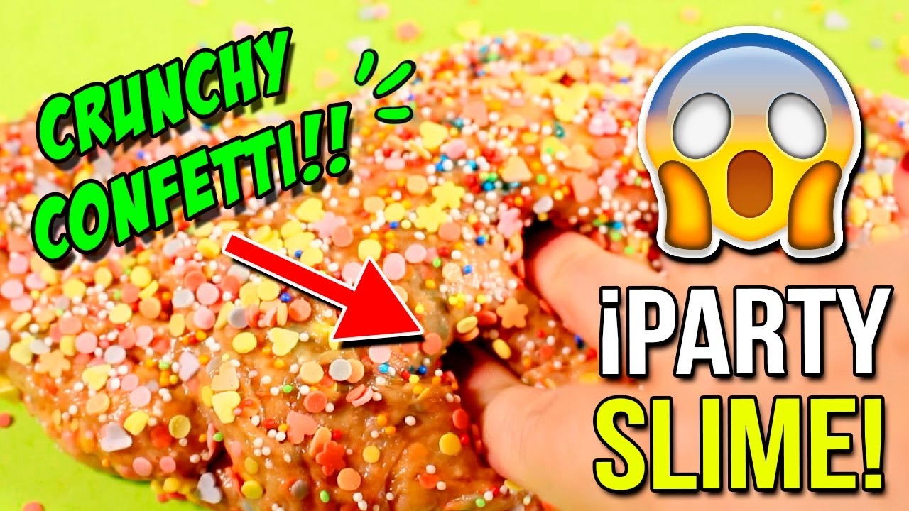 ¡¡Crunchy Confetti PARTY SLIME!! * Receta SLIME de FIESTA CRUJIENTE ???? Experimentos DIY con slime