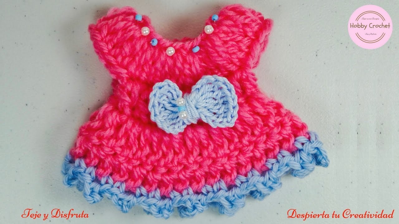 Souvenir a crochet para baby shower, vestidito paso a paso
