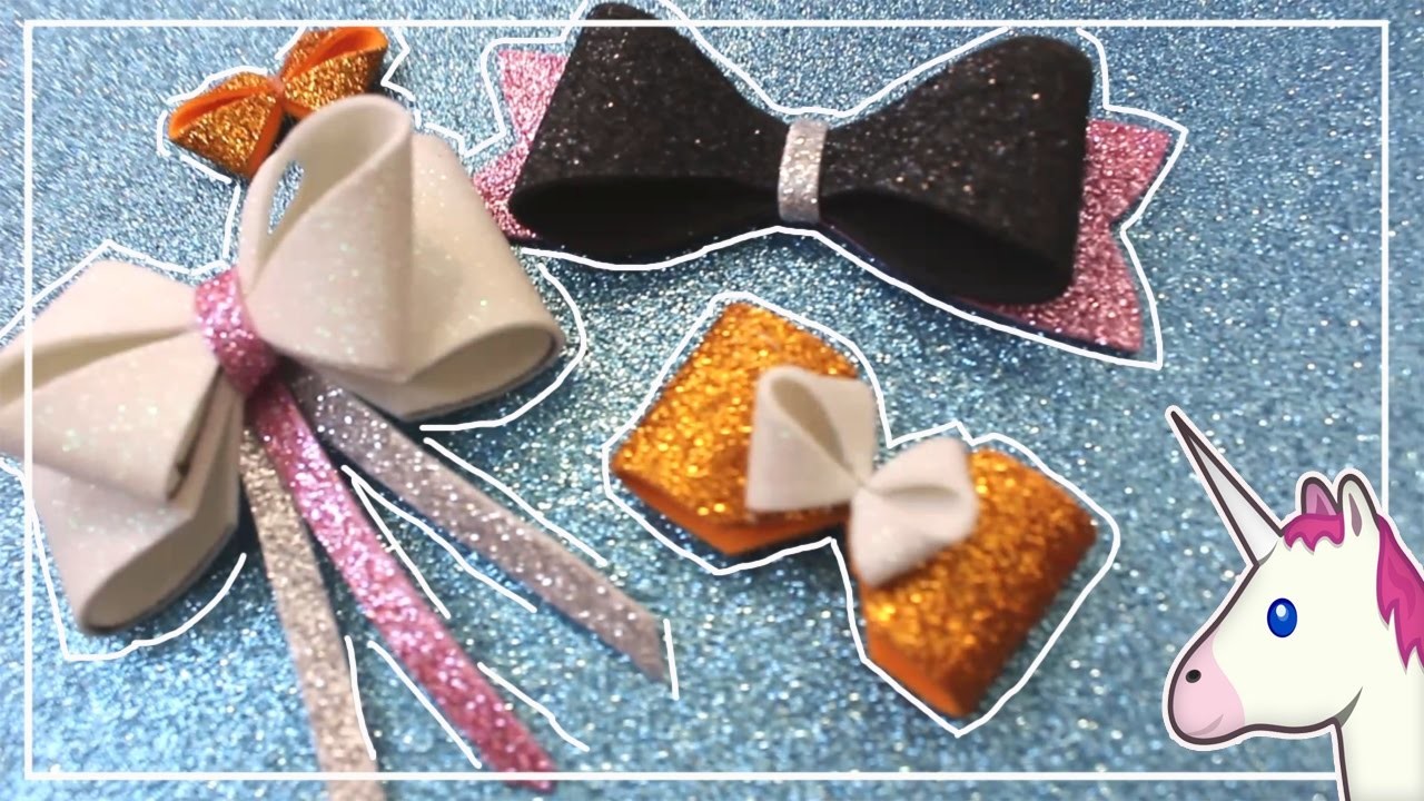 Como hacer moños de goma eva. How to make a glitter bow