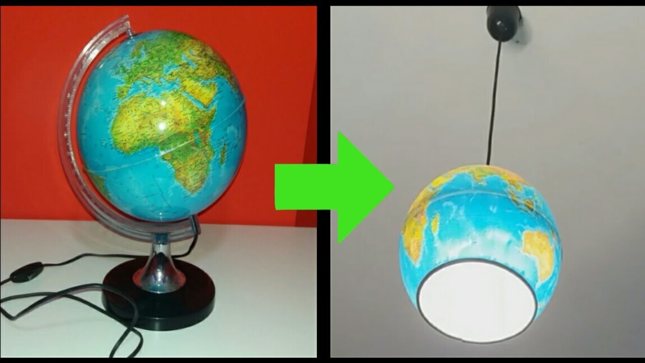 Como hacer una lámpara con un globo terráqueo. How to make an original lamp