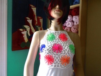 Crochet blusa de verano de tirantes con telar de flores para principiantes
