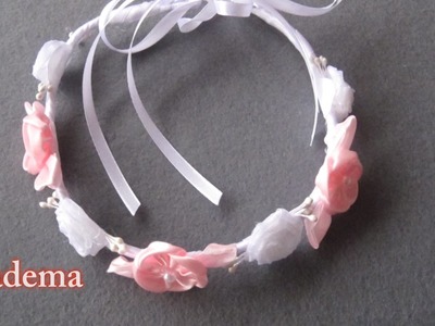 # DIY Diadema 1ª Comunión en blanco y rosa # DIY Diadem 1st Communion in white and pink
