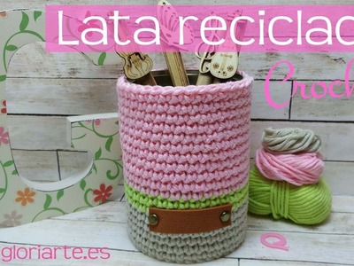 Funda de crochet para lata reciclada. Crochet bag for recycled can.