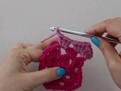 Mis Creaciones de Crochet - Cambiar de color en un cuadrado de granny