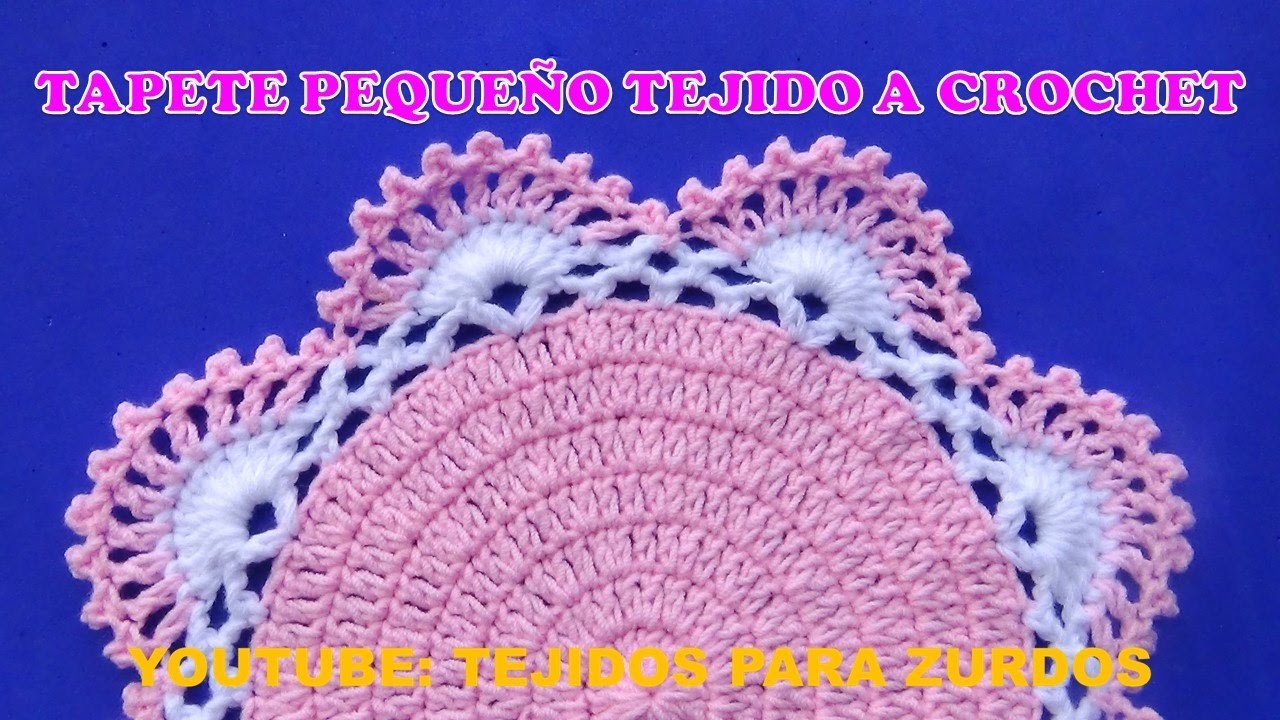 PARA ZURDOS: tapete pequeño o posa vasos tejido a crochet en punto pavo real