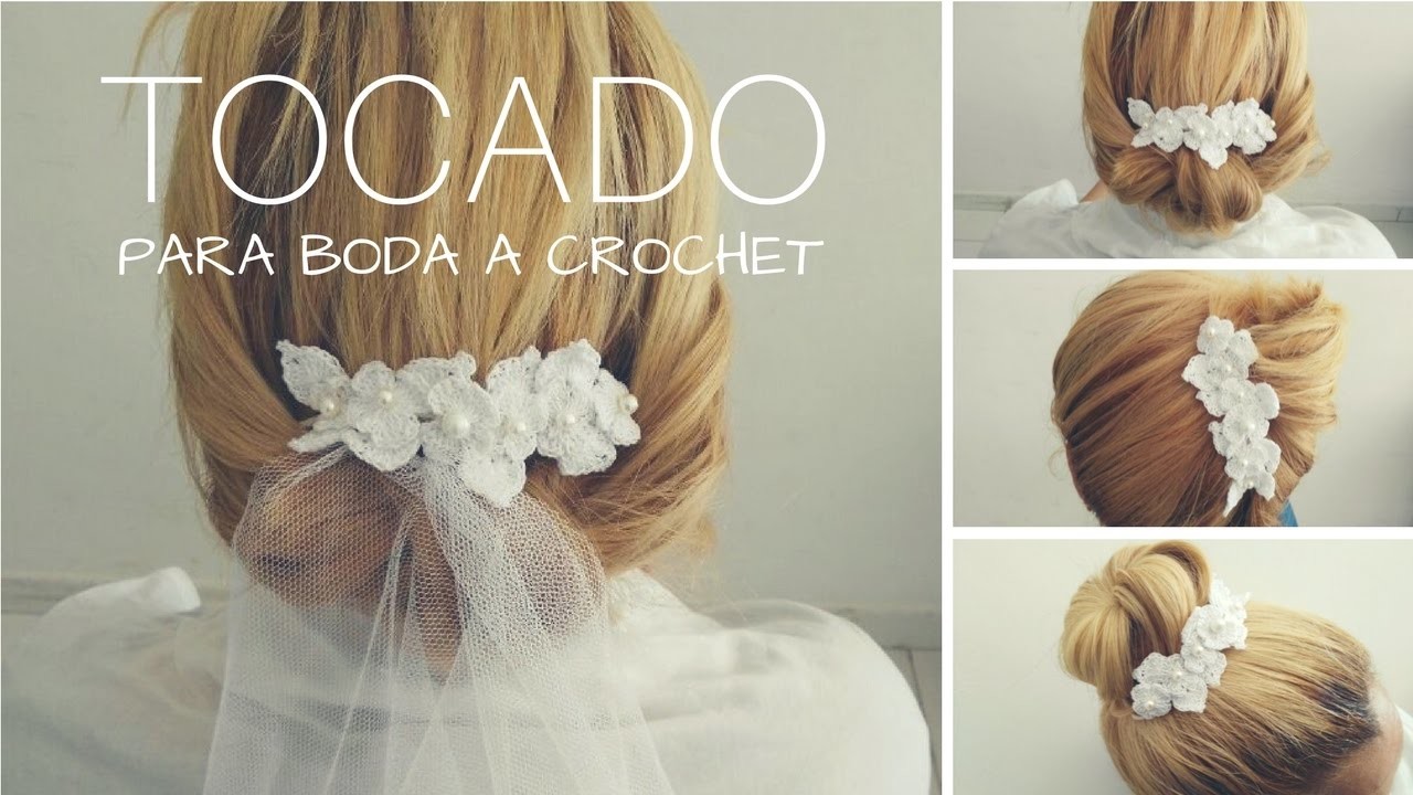 Tocado o diadema tejida a crochet Boda *wedding accesorio*