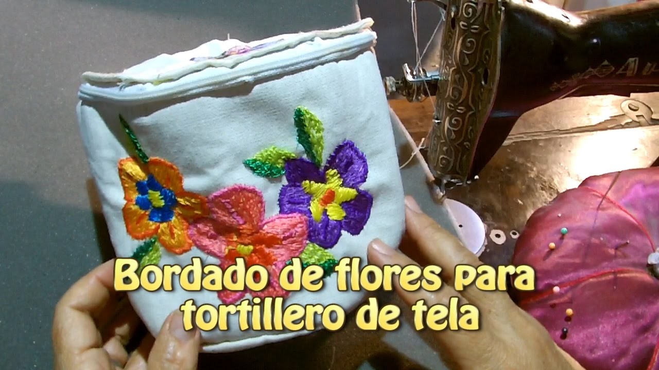 Bordado de flores para tortillero de tela |Creaciones y manualidades angeles